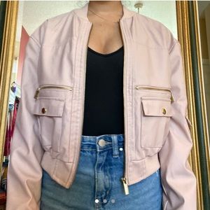 Blush pink bomber jacket